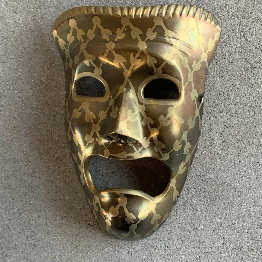 Vintage Brass Theater Drama Tragedy Comedy Happy Sad Face Wall Masks 7